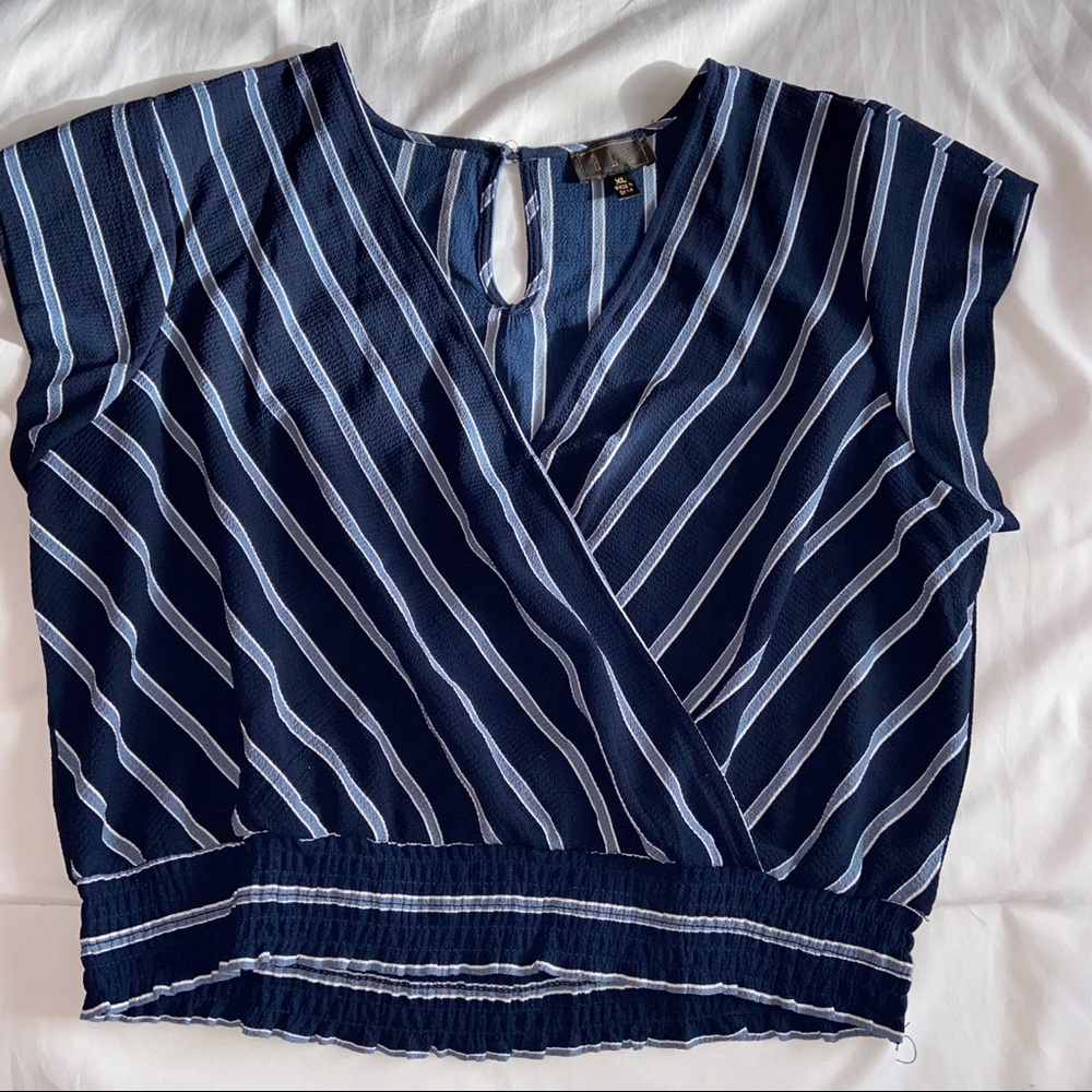 Striped V Cut Blouse